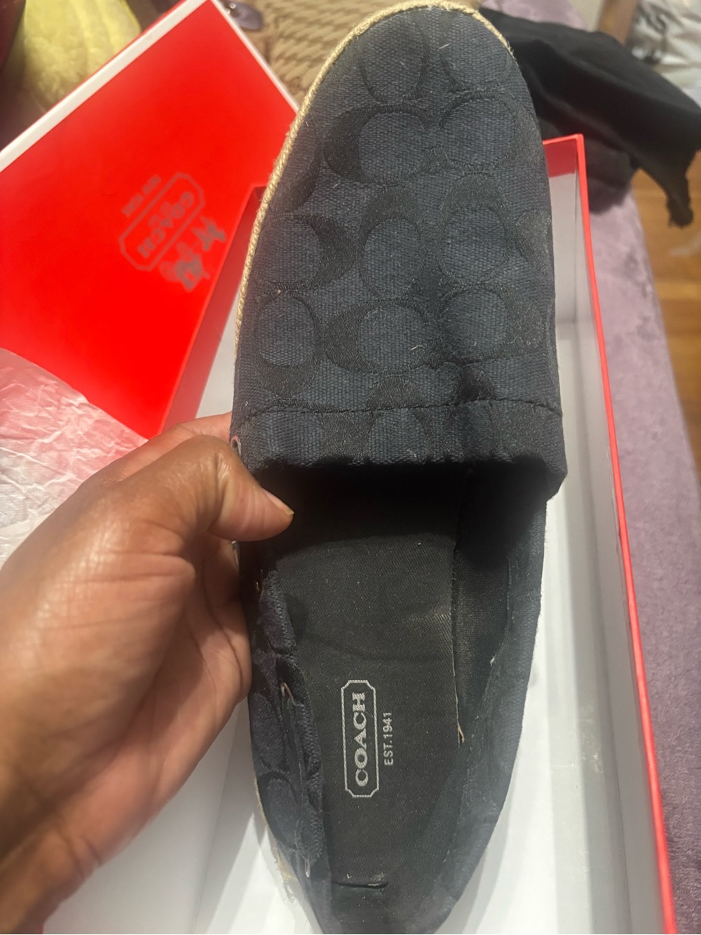 Coach Black Signature Canvas Espadrille Slip-On